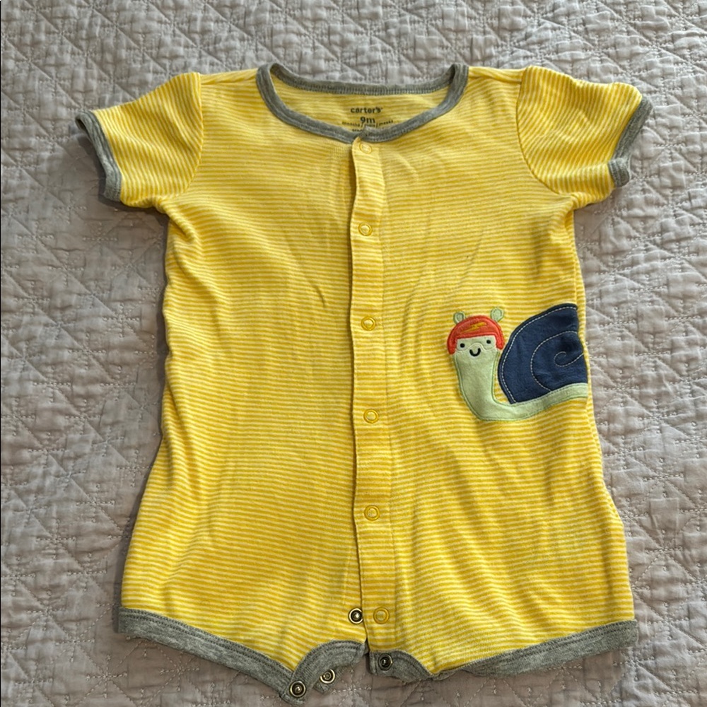 Carter's Yellow Striped Snail Bodysuit